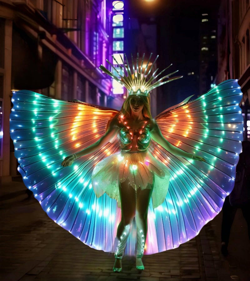 SHINYOU LED Isis Wings Glow Light Up Belly Dance Wing For Carnival Music Rave Halloween Party(Multicolor) - Image 2